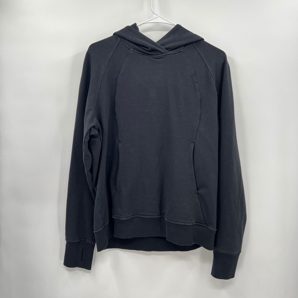 Lululemon Size 8 Scuba Pullover Hoodie Womens Black Thumbholes Cotton Blend